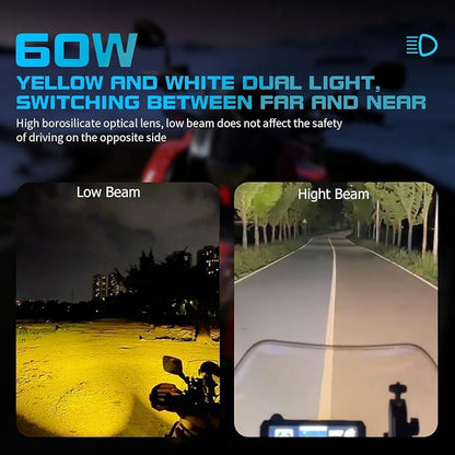 Motorcycle Auxiliary LED Light Driving Spotlights White/Amber Fog Lights - Image 2