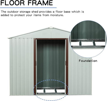 4x8 FT Outdoor Storage Shed, Metal Garden Shed - Image 4