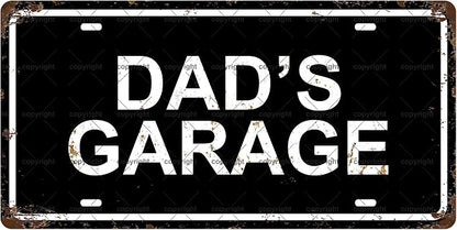 DAD'S GARAGE Space Vintage Metal Tin Sign License Plate Bar Cafe Garage Cave by Unknown