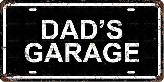 DAD'S GARAGE Space Vintage Metal Tin Sign License Plate Bar Cafe Garage Cave by Unknown