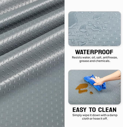 TUFFIOM 7.5 x 20 FT Garage Floor Mat, Thickened Diamond Plate PVC Garage Mats - Image 3