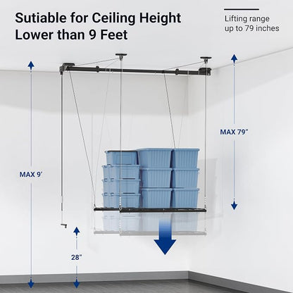 FLEXIMOUNTS GL1 Overhead Garage Lifting Storage Rack, 4x4 Ft Heavy-Duty Metal - Image 5