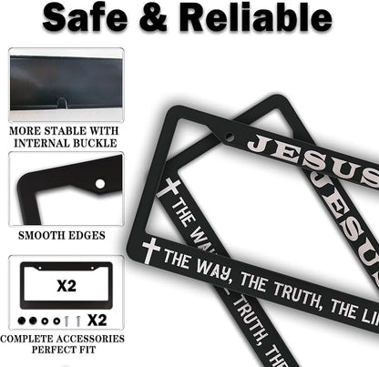License Plate Frames Black and White Car Plate Frames Jesus The Way The Truth - Image 4