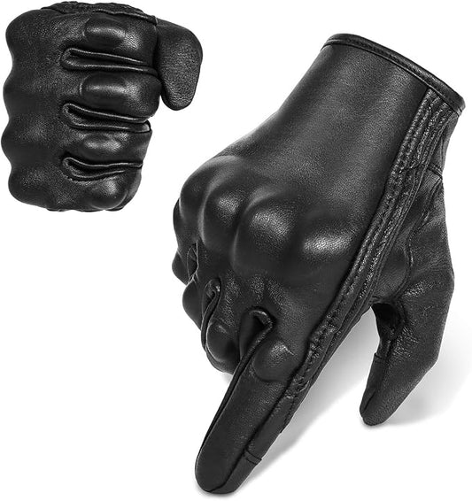Full finger Goat Skin Leather Touch Screen Motorcycle Gloves Men/Women S by KAIWENDE
