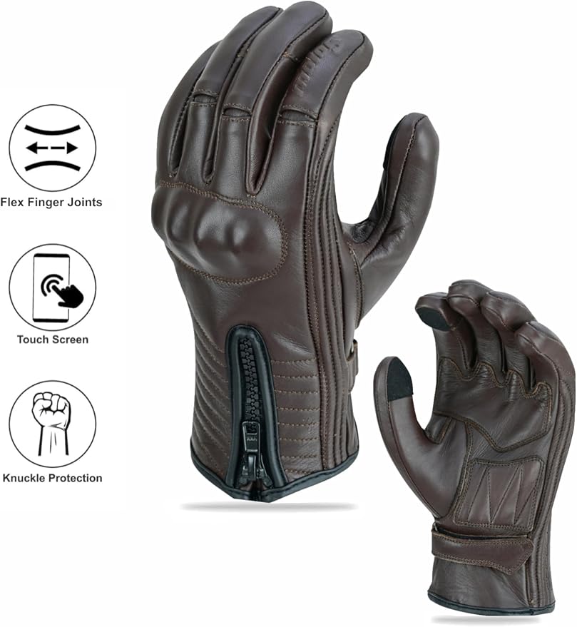 Full Finger Leather Motorcycle Gloves - Image 4