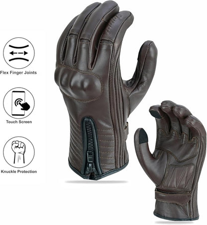 Full Finger Leather Motorcycle Gloves - Image 4