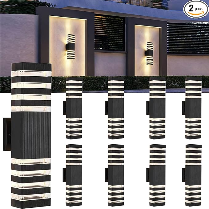 18inch LED Square Up & Down Wall Lights, 24W Outdoor Wall Light 4000K Day White by Yongjishun