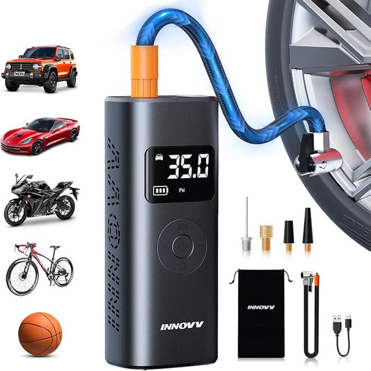 P1 Aluminum Tire Inflator Portable Air Compressor, 3X Faster 150PSI Cordless by INNOVV