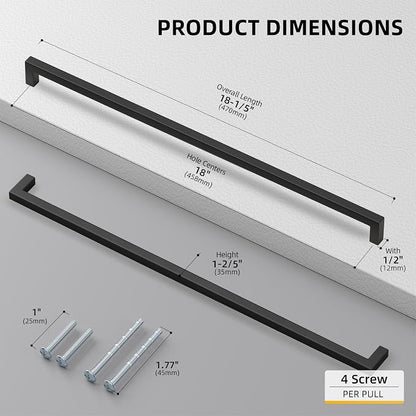 goldenwarm 100 Pack 18INCH Black Cabinet Pulls Kitchen Cabinet - Image 2