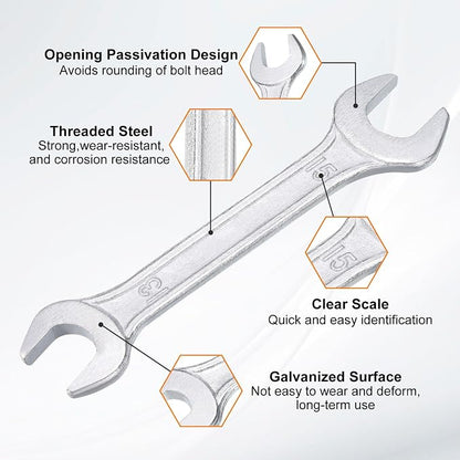 HARFINGTON 5pcs Double Open End Wrench 13mm x 15mm Metric 15 Degree Offset - Image 4