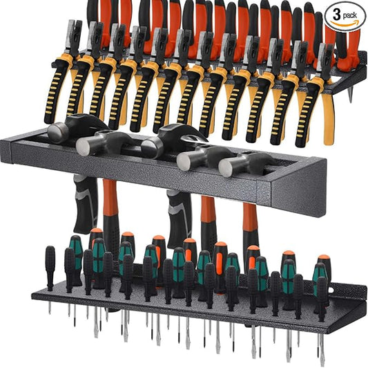 3 Pcs 16in Screwdriver Organizer Wall Mounted Metal Storage Set by Memorywuu