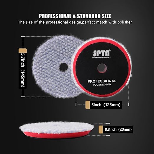 SPTA Wool Polishing Pad, Coarse Woolen Pad BlueWool Buffing Pads Set - Image 2