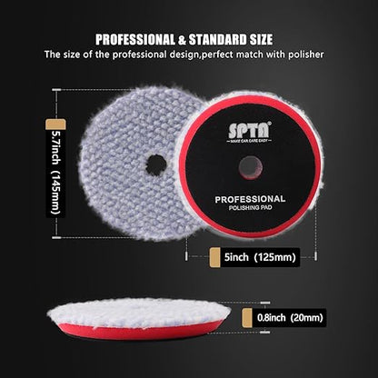 SPTA Wool Polishing Pad, Coarse Woolen Pad BlueWool Buffing Pads Set - Image 2