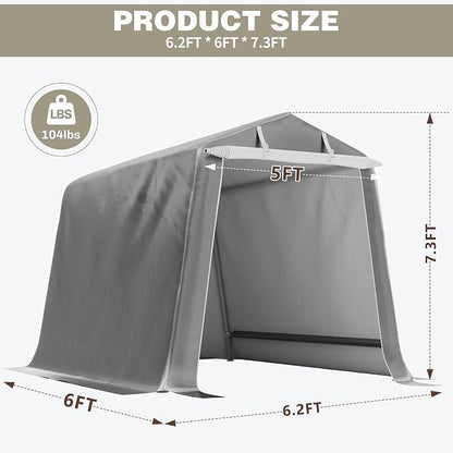 Shintenchi 6x6ft Outdoor Portable Storage Shelter Shed, Carport Storage Shed - Image 3