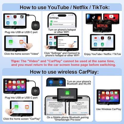 Wireless CarPlay Adapter, CarPlay Wireless Adapter Supports Netflix, and Tiktok - Image 6