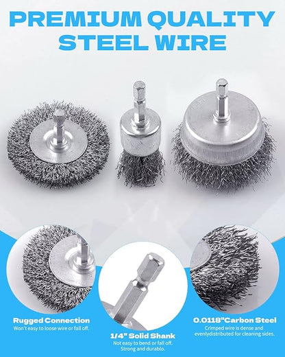 30 Pack Carbon Steel Wire Wheel Brush, Rocaris Cup Brush, Wheel Brush, Pen - Image 3