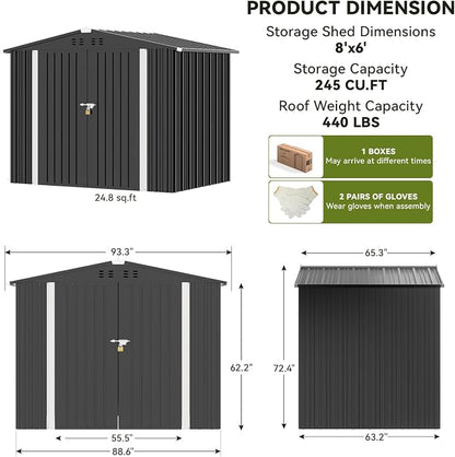 COMHOMA Shed Outdoor Storage Shed Metal, Lockable Doors Tool Sheds - Image 2