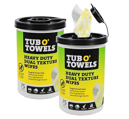 Tub O’ Towels TW75 Heavy-Duty 10" x 12" Size Multi-Surface Cleaning Wipes by TubOTowels