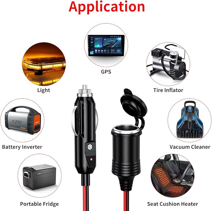 KEWIG 12/24V Car Cigarette Lighter Extension Cord - 20FT Cigarette Lighter Plug - Image 6