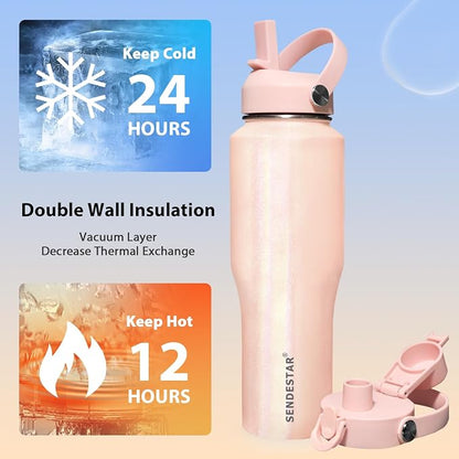 SENDESTAR 32oz Stainless Steel Water Bottle, Double Wall Vacuum Insulated Bottle - Image 2