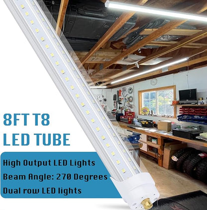 12 Pack, 100W 8ft Led Bulbs, 100lm 6000k 8' Led Bulbs, V Shaped Clear Cover T8 - Image 4