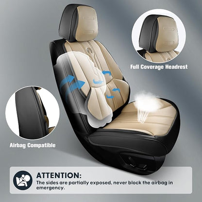 AOOG Front Seat Covers, Car Seat Covers Front Seats, Leather Seat Covers - Image 6