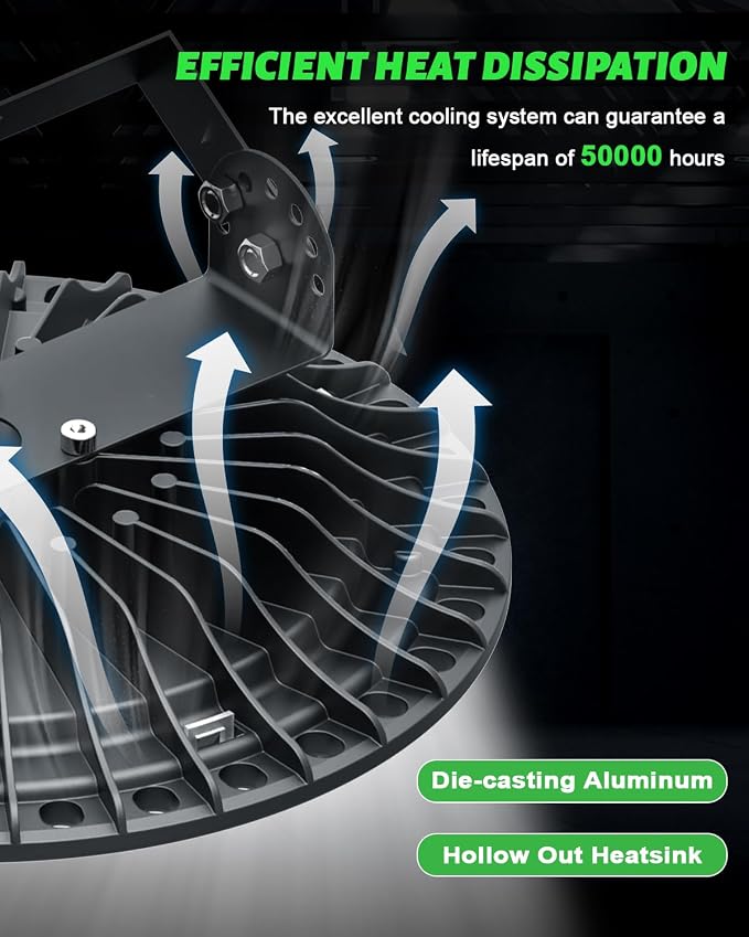 Viugreum High Bay LED Shop Lights, 100W UFO LED High Bay Light 10, 000LM 120V - Image 4