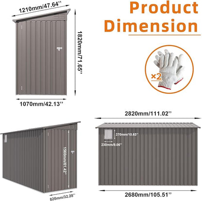 Lean to Storage Shed 4 x 9 FT Outdoor Metal Wall Storage Shed & Garden Storage - Image 6