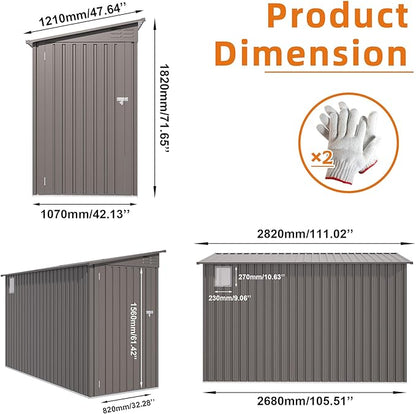 4x9 FT Lean to Shed with Windows, Metal Sheds & Outdoor Storage with 6 Vents - Image 2