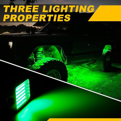 Nicoko 4Pods Pure Green LED Rock Lights 72w high Power Rock Lights Neon - Image 2