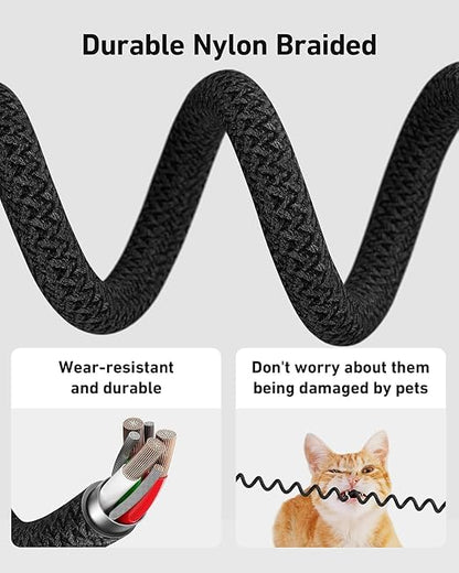 USB C to USB C Cable Coiled 6FT 2Pack, Braided Type C Charger - Image 7