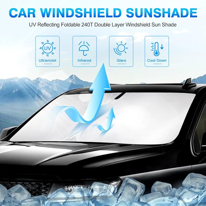 KUST Windshield Sun Shade for Hyundai Santa Cruz 2022 2023 2024 2025 2026 - Image 2