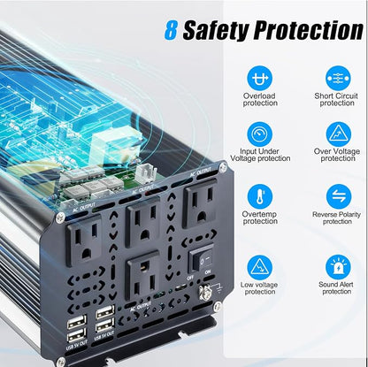 3000W Power Inverter 12V to 110V/120V DC to AC - Image 4