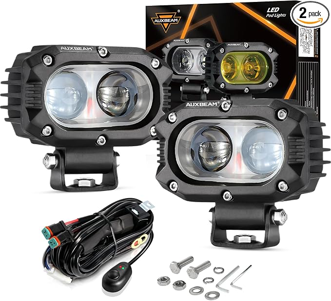 Auxbeam 4 Inch LED Square Pod Light, 60W White Spot Beam Driving Fog Light by Auxbeam