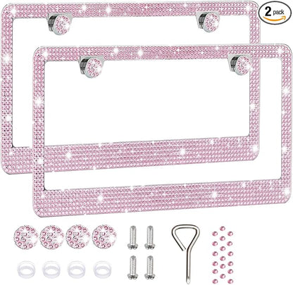 2 Pack License Plate Frames for Women, Sparkly Rhinestone Diamond Car by Unknown