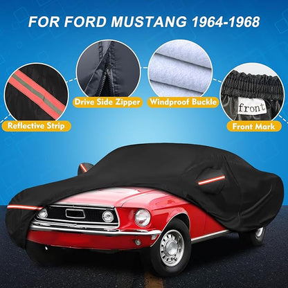 QUNSUNUS 6 Layer Car Cover for Ford Mustang 1964-1968 Waterproof All Weather - Image 2