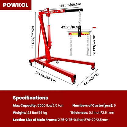 5500 Lbs Folding Engine Hoist, 2.5 Ton Engine Crane - Image 7