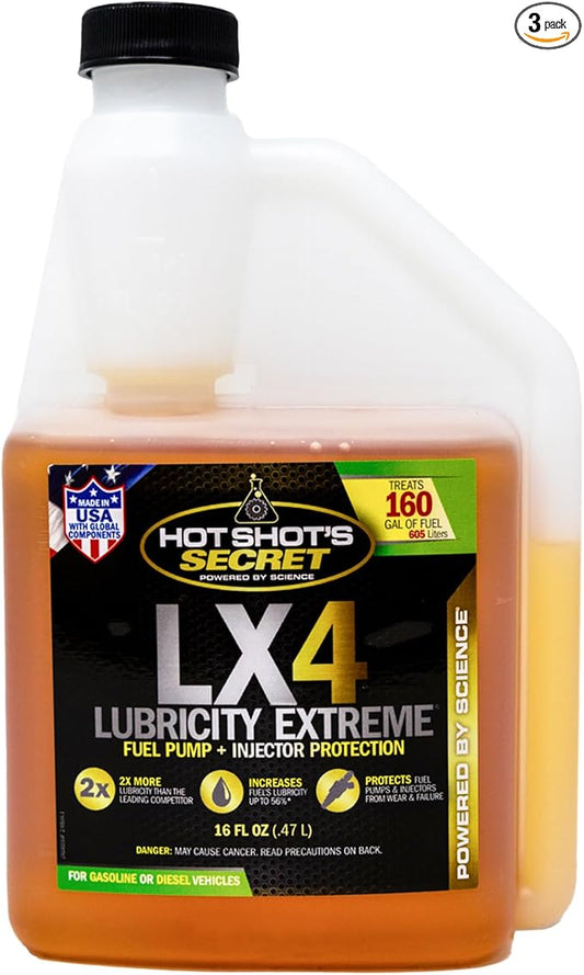 Hot Shot's Secret LX4 Lubricity Extreme 3 Pack of 16 Ounce Bottles, Packaging by HotShotsSecret