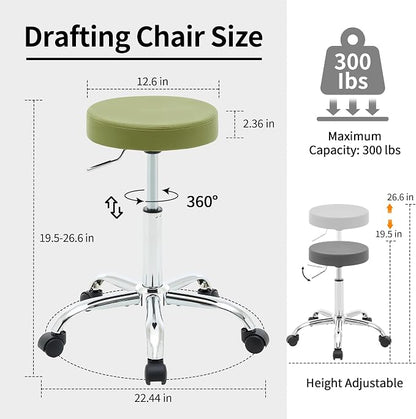 Office Drafting Chair, Adjustable Drafting Stool on Wheels 19.5’’-26.6’’ - Image 2