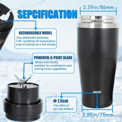 Ice Shave 2-in-1 Stainless Steel Vacuum Tumbler & Cordless Blender - 28oz - Image 4