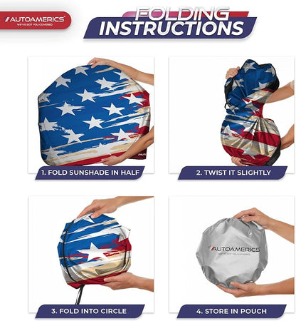 Autoamerics 1-Piece Windshield Sun Shade USA Art Flag - Image 8