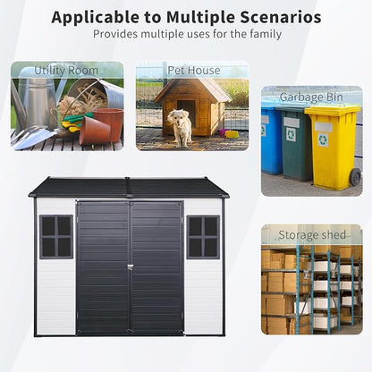 8x6 FT Outdoor Storage Shed, Resin Garden Shed - Image 6