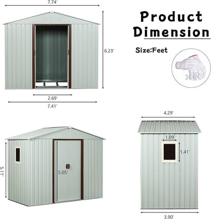 4x8 FT Outdoor Storage Shed, Metal Garden Shed - Image 5