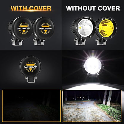 Auxbeam C4 Series 4 Inch Black Protective Light Covers, Round Offroad LED Pods - Image 3