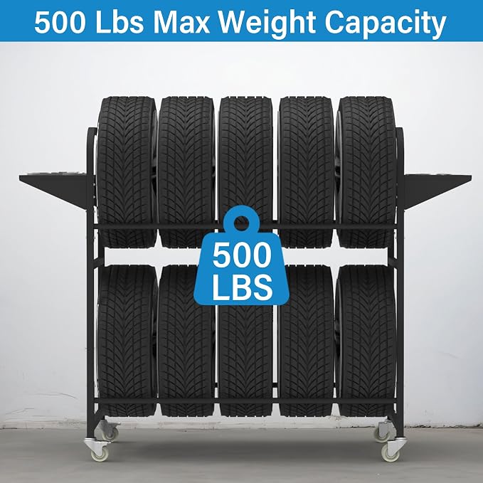 Tire Storage Rack 44" x 44" x 18" w/Anti-dust Cover, Rolling Tire Rack - Image 5