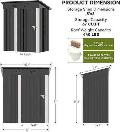 COMHOMA Shed Outdoor Storage Shed Metal, Lockable Doors Tool Sheds - Image 2