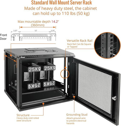 Tecmojo 9U Wall Mount Rack Network Cabinet - Image 4