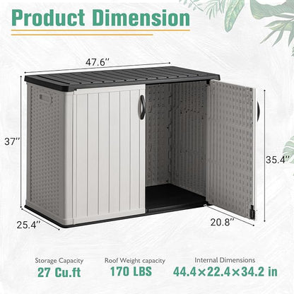 Greesum Outdoor Horizontal Storage Sheds 27 Cu.ft Resin Large Storaged Box - Image 2