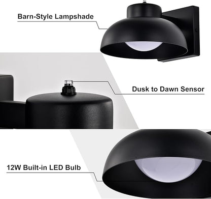 Black Exterior Light Fixtures, 2 Pack Dusk to Dawn LED Outdoor Wall Lights - Image 7