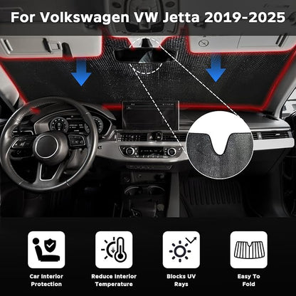 Windshield Sun Shade for Volkswagen VW Jetta 2019-2025 - Image 2